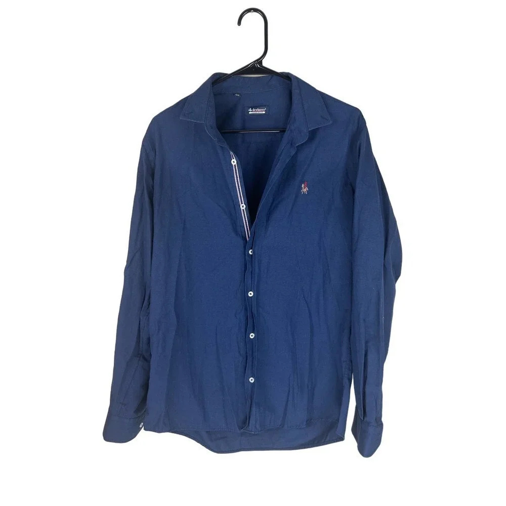 LOUIS BUTTON DOWN SHIRT // DARK BLUE Dewberry Size Large